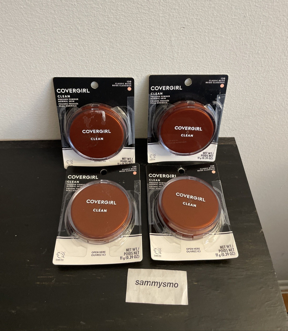 Covergirl Clean Pressed Powder 130 Classic Beige, Original Talc x4